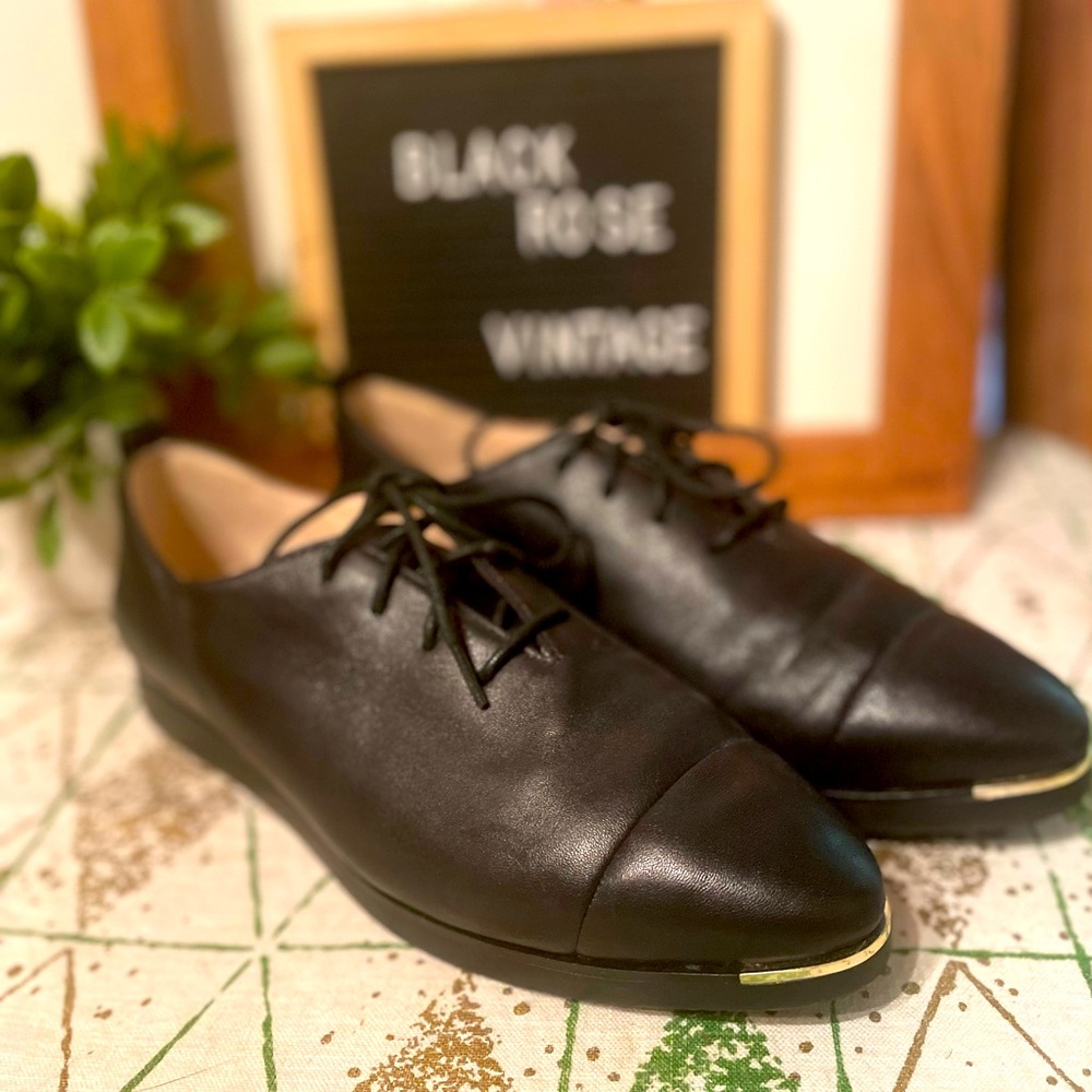 Cole Haan loafers flats sneakers Comfort Shoes Lace up black leather size 9.5